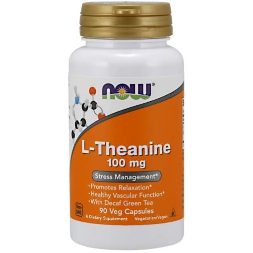 NOW Foods - L-Theanine with Decaf Green Tea 90 vcaps