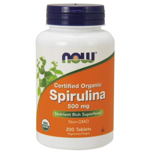 NOW Foods - Spirulina Organic 500mg - 200 tablets