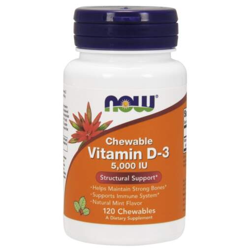 NOW Foods - Vitamin D-3 5000 IU (Chewable) - 120 chewables